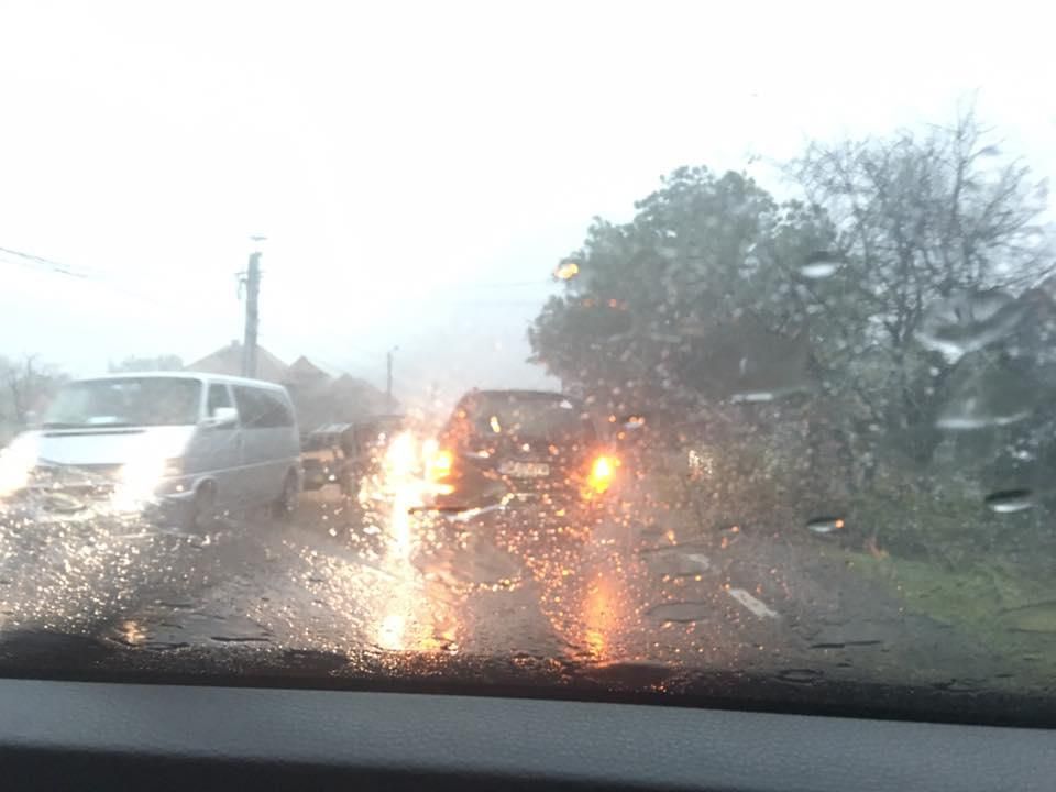 Trafic îngreunat pe două drumuri din județ, din cauza unor copaci căzuți