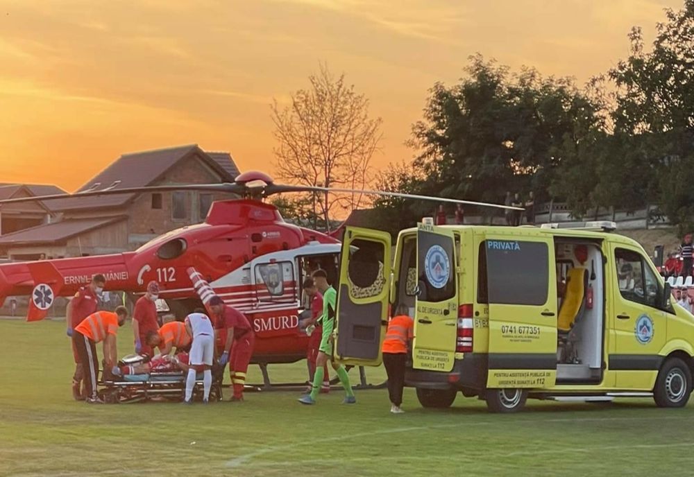 Momente tensionate în meciul de Liga a 3-a de la Liești. Portarul gazdelor preluat de elicopterul SMURD