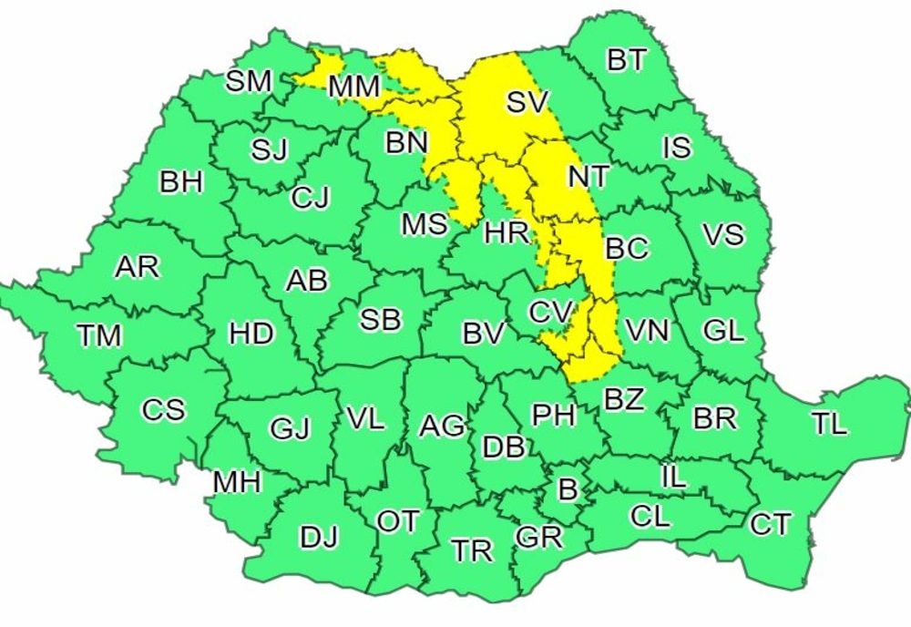 Coduri galbene de vânt puternic până marți dimineață în zonele montane 