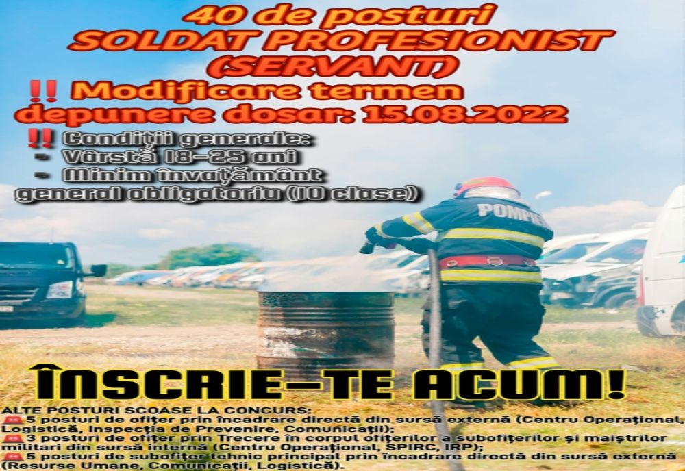 Nu rata șansa de a deveni pompier la ISU Buzău