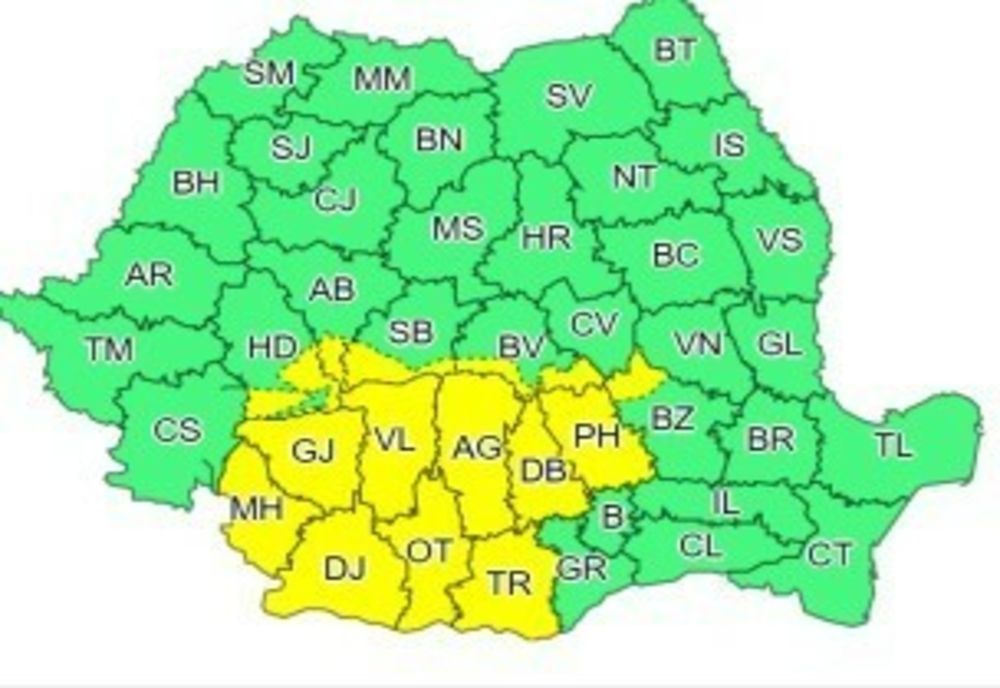 Ploi torențiale și vijelii, de miercuri dimineață, în Muntenia și Oltenia