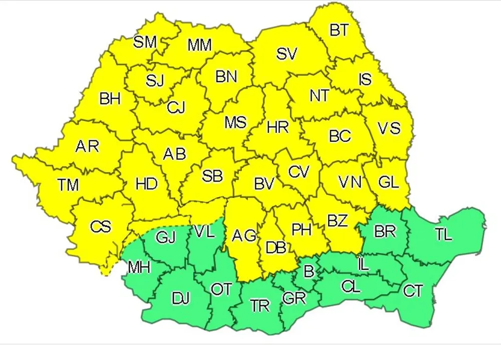 Avertizare ANM. Județul Buzău, sub cod galben de vreme severă