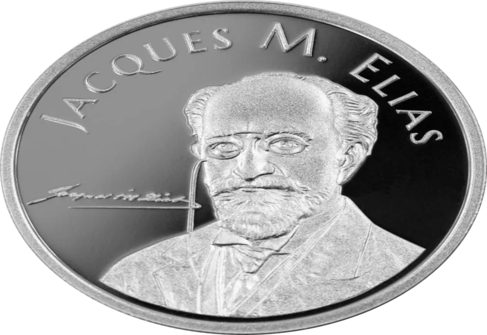 BNR va lansa în circuitul numismatic o monedă din argint cu tema Jacques M. Elias întemeietorul ,,Fundației Familiei Menachem H. Elias”