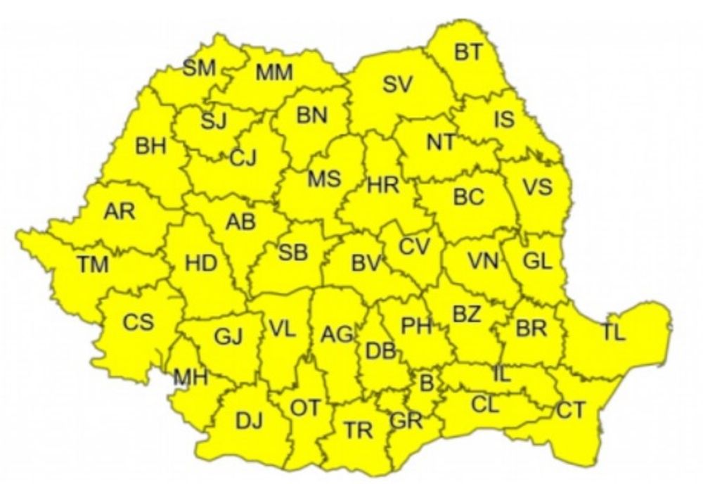 Avertizare a meteorologilor. Cod galben de vreme sevară până luni