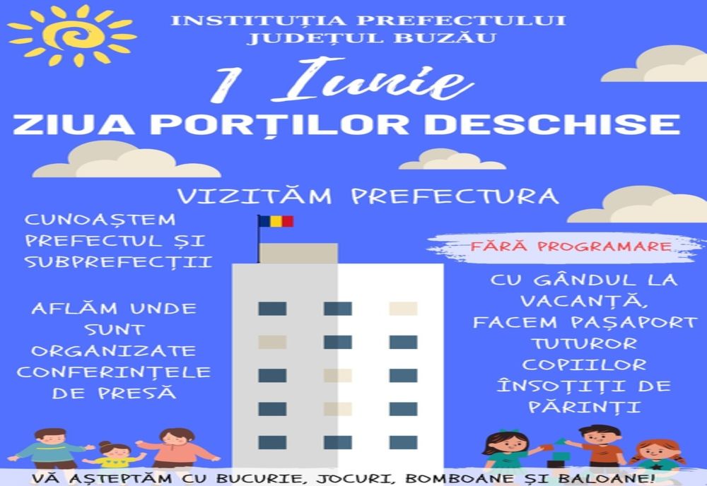 1 iunie - Ziua Porților deschise la Prefectura buzău