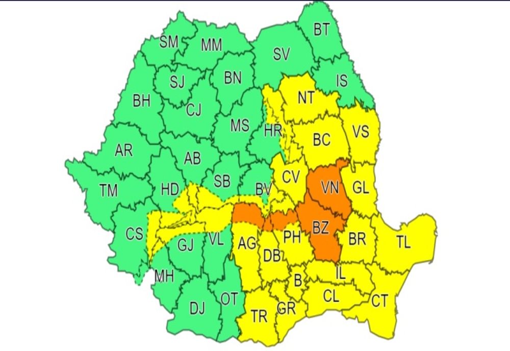 Actualizare avertizare meteo de ninsori, ploi, vânt și viscol
